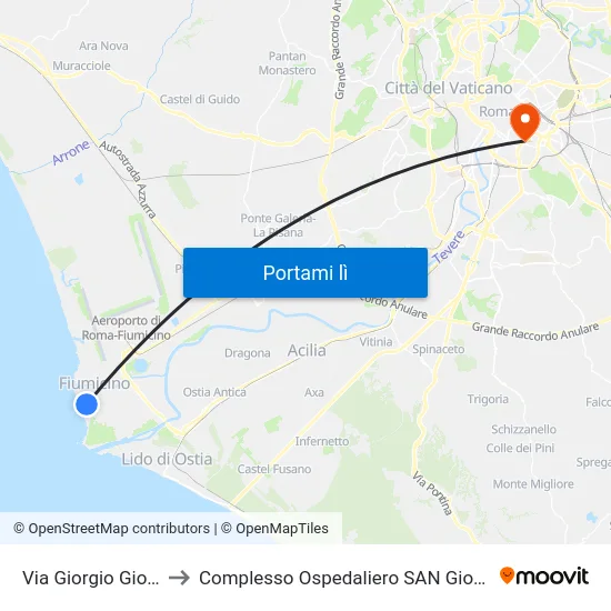 Via Giorgio Giorgis, 164 to Complesso Ospedaliero SAN Giovanni Addolorata map
