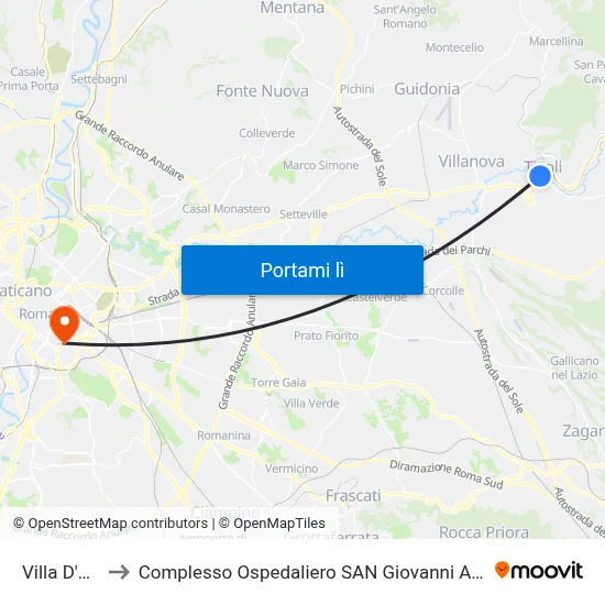 P.za Garibaldi to Complesso Ospedaliero SAN Giovanni Addolorata map