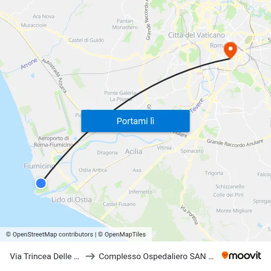Via Trincea Delle Frasche, 354 to Complesso Ospedaliero SAN Giovanni Addolorata map