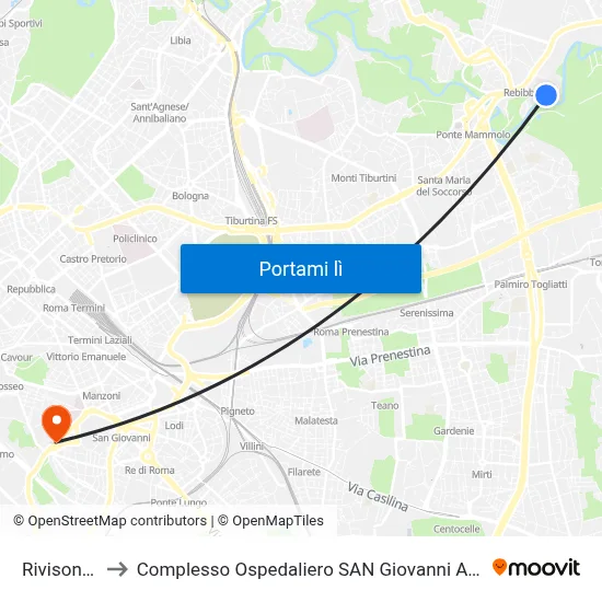 Rivisondoli to Complesso Ospedaliero SAN Giovanni Addolorata map