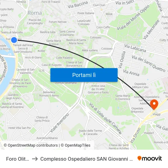 Foro Olitorio to Complesso Ospedaliero SAN Giovanni Addolorata map