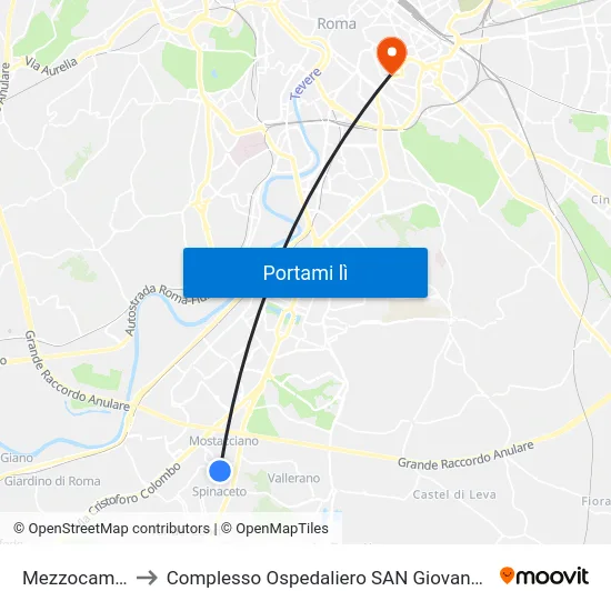 Mezzocammino to Complesso Ospedaliero SAN Giovanni Addolorata map