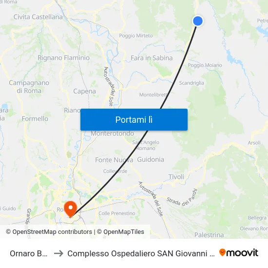 Ornaro Basso to Complesso Ospedaliero SAN Giovanni Addolorata map