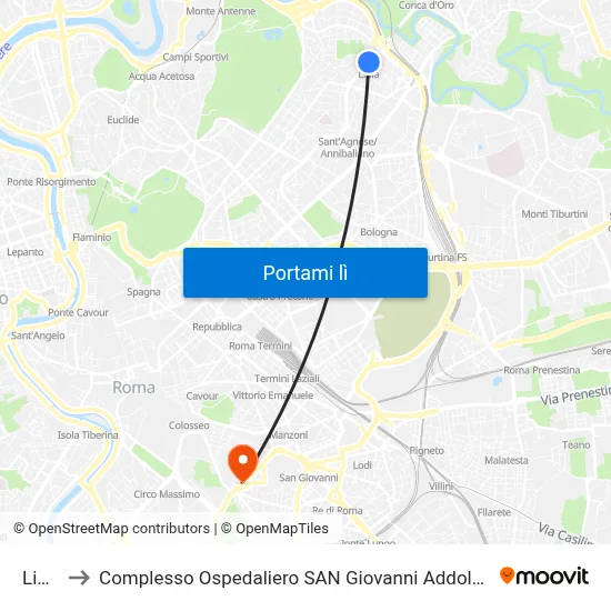 Libia to Complesso Ospedaliero SAN Giovanni Addolorata map