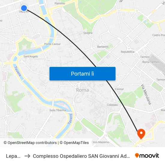 Lepanto to Complesso Ospedaliero SAN Giovanni Addolorata map