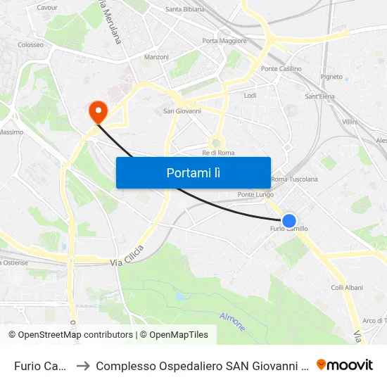 Furio Camillo to Complesso Ospedaliero SAN Giovanni Addolorata map