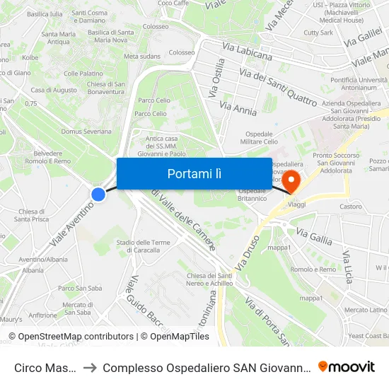 Circo Massimo to Complesso Ospedaliero SAN Giovanni Addolorata map