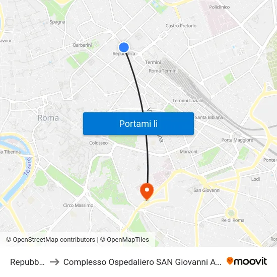 Repubblica to Complesso Ospedaliero SAN Giovanni Addolorata map