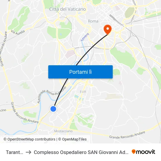 Tarantelli to Complesso Ospedaliero SAN Giovanni Addolorata map