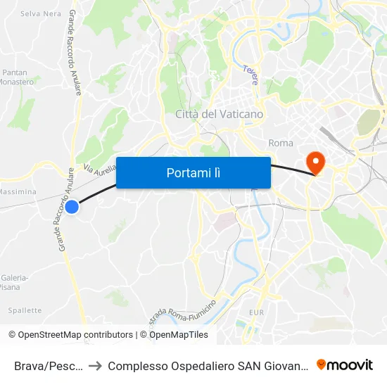 Brava/Pescaccio to Complesso Ospedaliero SAN Giovanni Addolorata map
