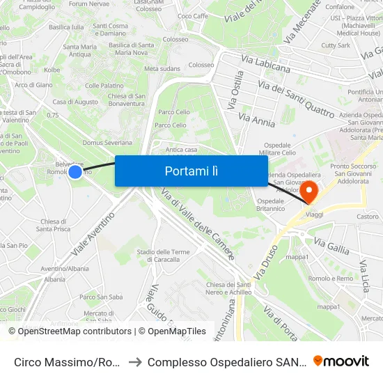 Circo Massimo/Roseto Comunale to Complesso Ospedaliero SAN Giovanni Addolorata map