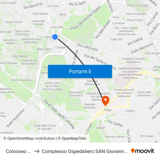 Colosseo (Mb) to Complesso Ospedaliero SAN Giovanni Addolorata map