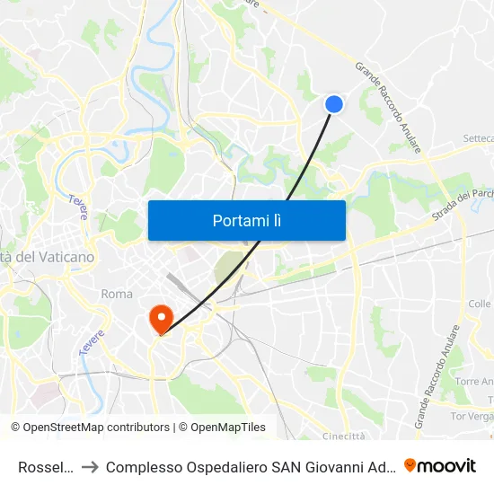 Rossellini to Complesso Ospedaliero SAN Giovanni Addolorata map