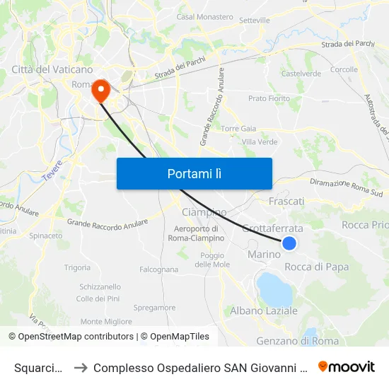 Squarciarelli to Complesso Ospedaliero SAN Giovanni Addolorata map