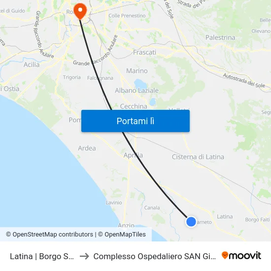 Latina | Borgo Santa Maria to Complesso Ospedaliero SAN Giovanni Addolorata map