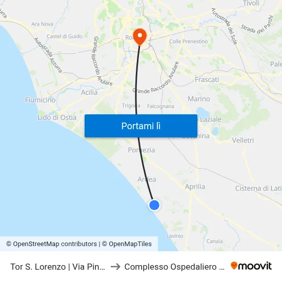 Tor S. Lorenzo | Via Pinete Via Campo Di Carne to Complesso Ospedaliero SAN Giovanni Addolorata map