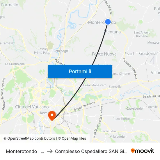 Monterotondo | Via Isonzo to Complesso Ospedaliero SAN Giovanni Addolorata map