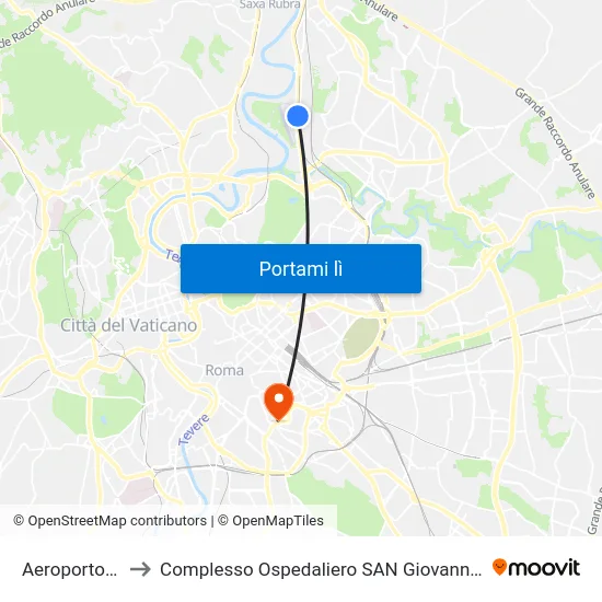 Aeroporto Urbe to Complesso Ospedaliero SAN Giovanni Addolorata map