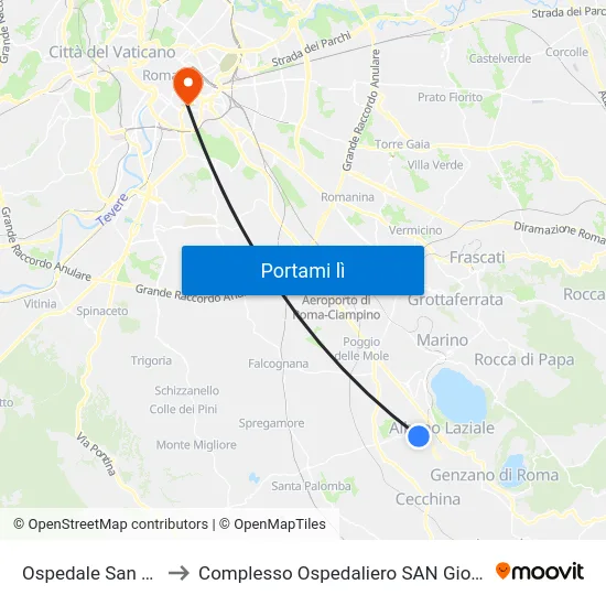 Ospedale San Giuseppe to Complesso Ospedaliero SAN Giovanni Addolorata map