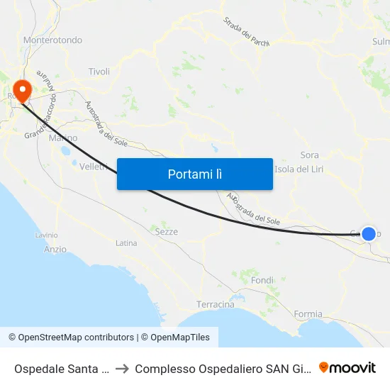 Ospedale Santa Scolastica to Complesso Ospedaliero SAN Giovanni Addolorata map