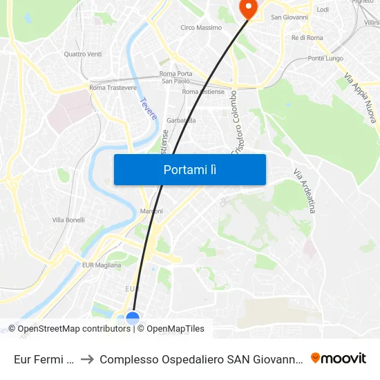 Eur Fermi (Mb) to Complesso Ospedaliero SAN Giovanni Addolorata map