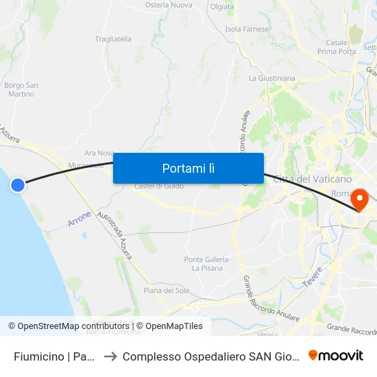 Fiumicino | Passoscuro to Complesso Ospedaliero SAN Giovanni Addolorata map