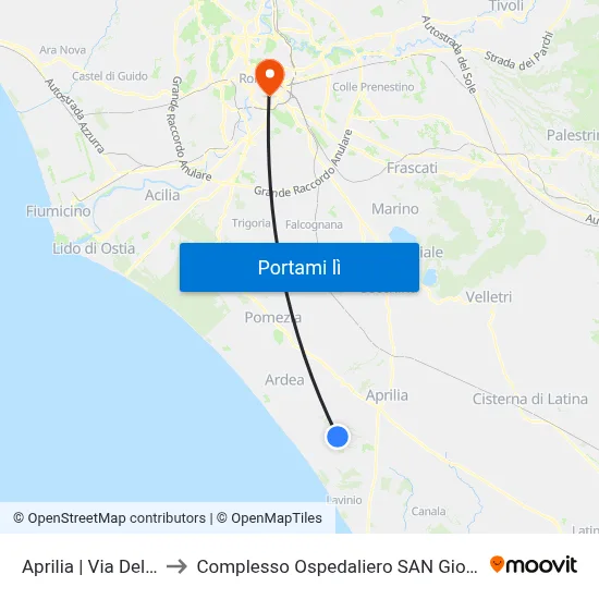 Aprilia | Via Della Cogna to Complesso Ospedaliero SAN Giovanni Addolorata map