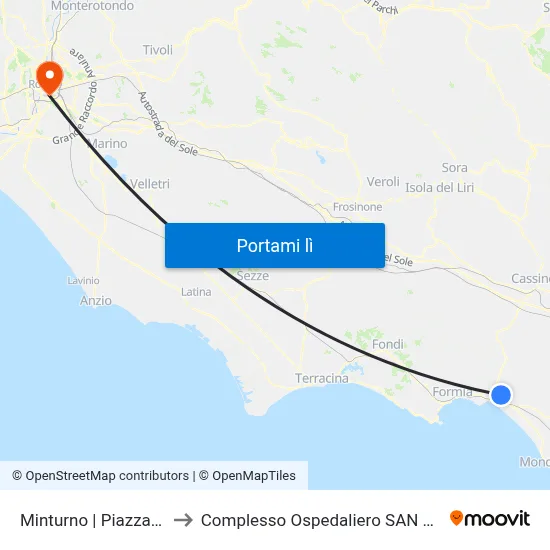 Minturno | Piazzale Riccardelli to Complesso Ospedaliero SAN Giovanni Addolorata map