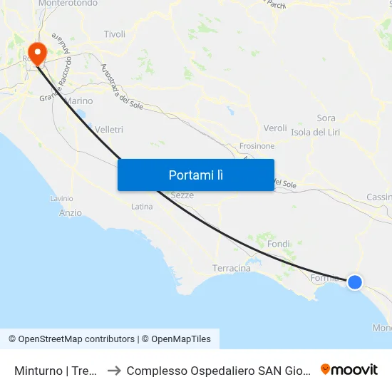 Minturno | Tremensuoli to Complesso Ospedaliero SAN Giovanni Addolorata map