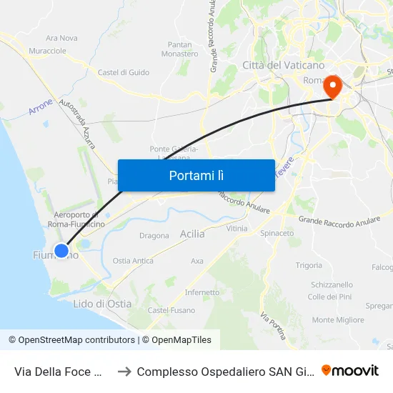 Via Della Foce Micina 6890 to Complesso Ospedaliero SAN Giovanni Addolorata map