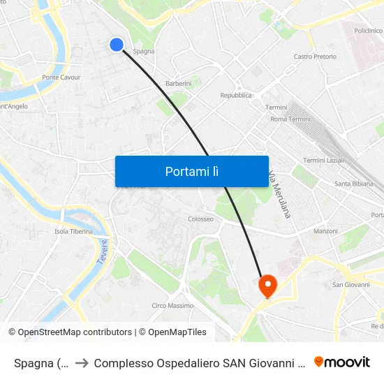 Spagna (Ma) to Complesso Ospedaliero SAN Giovanni Addolorata map