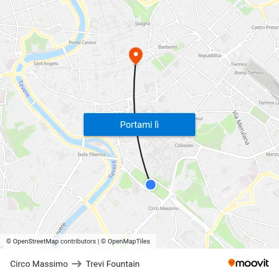 Circo Massimo to Trevi Fountain map