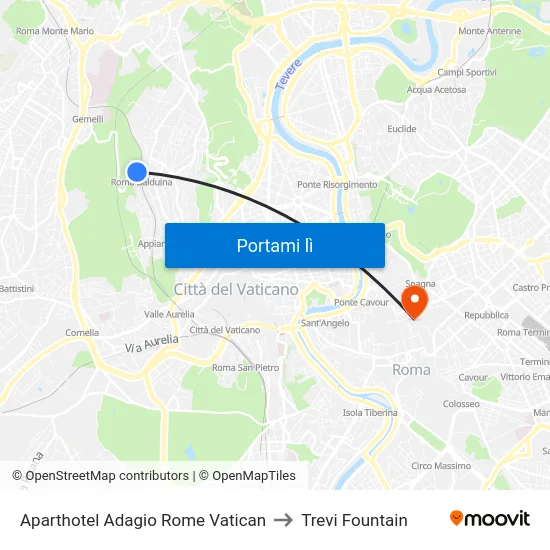 Aparthotel Adagio Rome Vatican to Trevi Fountain map