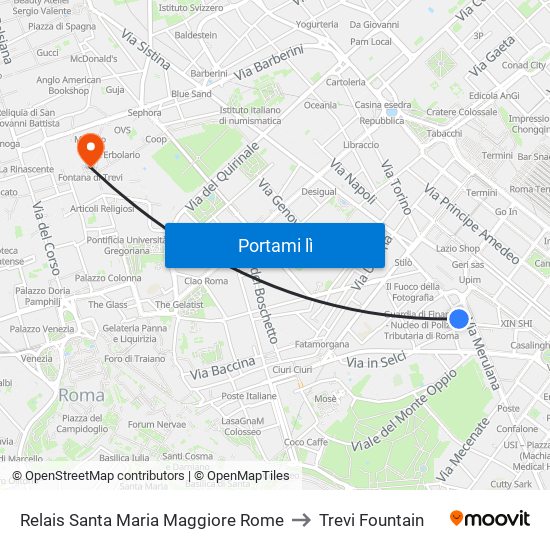 Relais Santa Maria Maggiore Rome to Trevi Fountain map