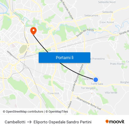 Cambellotti to Eliporto Ospedale Sandro Pertini map