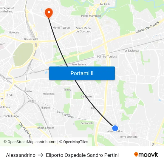 Alessandrino to Eliporto Ospedale Sandro Pertini map