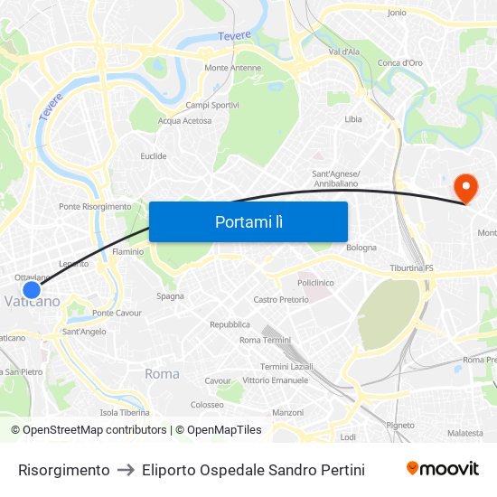 Risorgimento to Eliporto Ospedale Sandro Pertini map