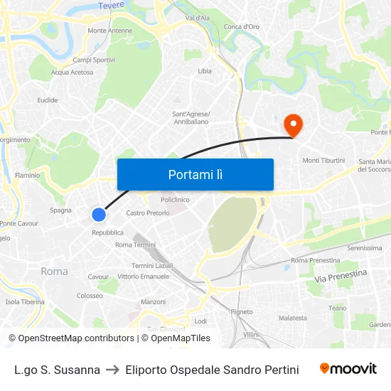 L.go S. Susanna to Eliporto Ospedale Sandro Pertini map