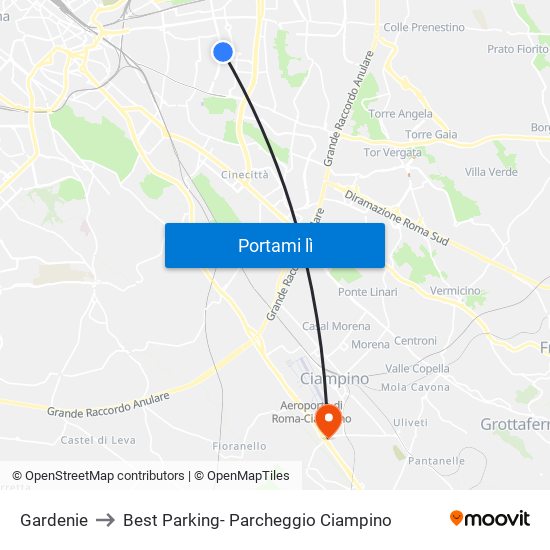 Gardenie to Best Parking- Parcheggio Ciampino map