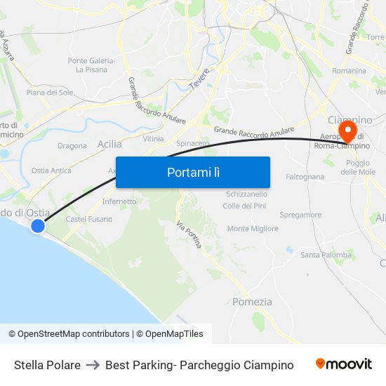 Stella Polare to Best Parking- Parcheggio Ciampino map