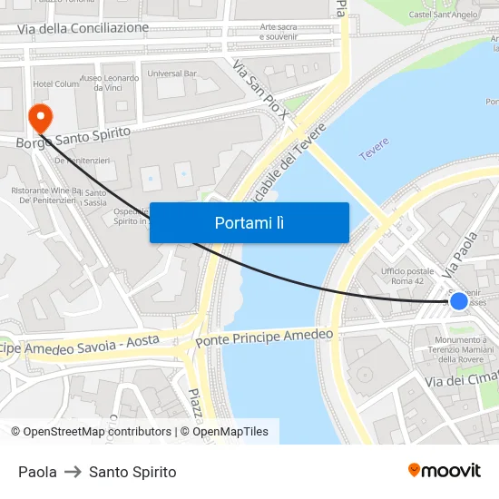 Paola to Santo Spirito map