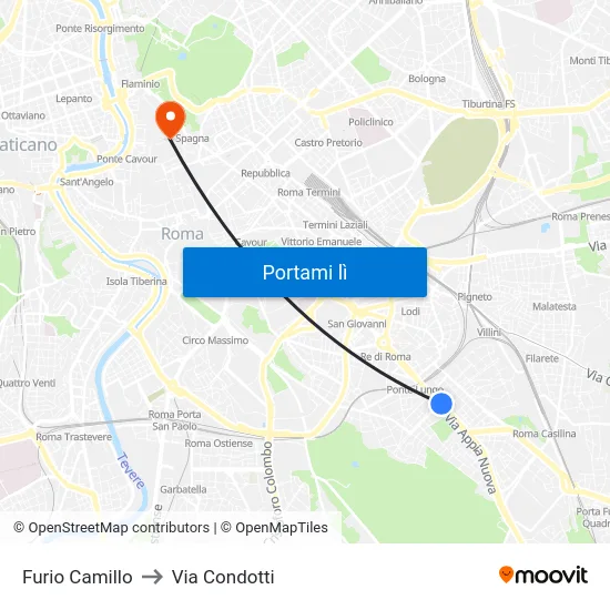Furio Camillo to Via Condotti map