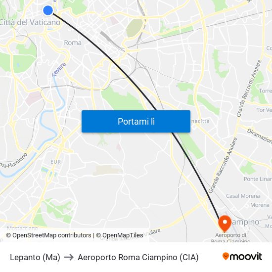 Lepanto (Ma) to Aeroporto Roma Ciampino (CIA) map