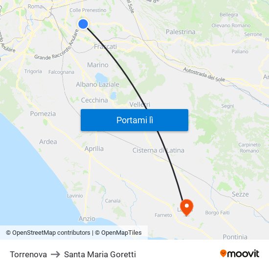 Torrenova to Santa Maria Goretti map