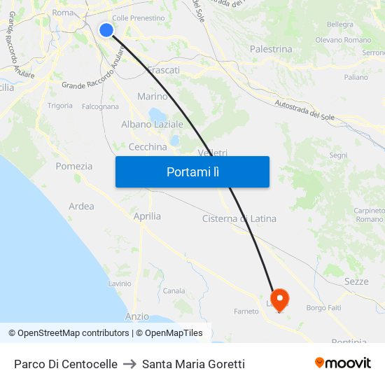 Parco Di Centocelle to Santa Maria Goretti map