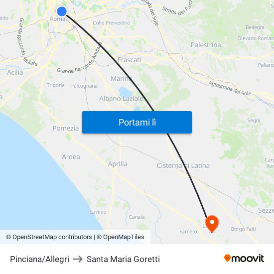 Pinciana/Allegri to Santa Maria Goretti map