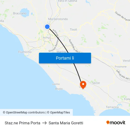 Staz.ne Prima Porta to Santa Maria Goretti map