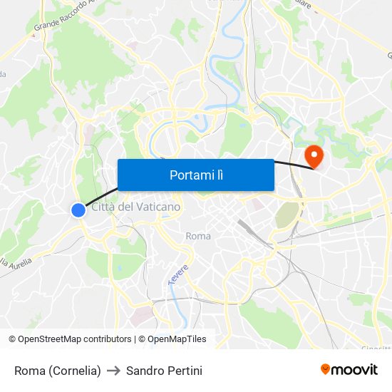 Roma (Cornelia) to Sandro Pertini map
