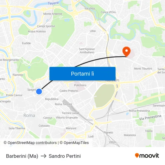 Barberini (Ma) to Sandro Pertini map