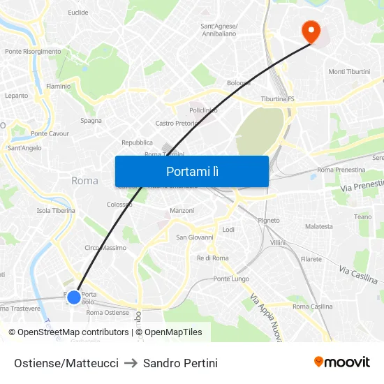 Ostiense/Matteucci to Sandro Pertini map